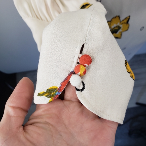 Free People FP Dress Sunshadows Mini Split Sleeve 6 Small NEW Ivory Floral - Picture 6 of 12